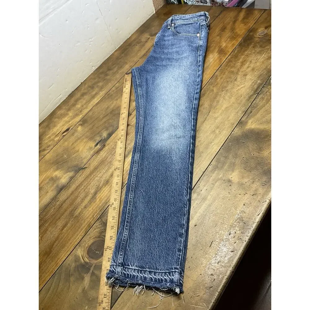 We The Free People Jeans Womens 29 Straight Distressed Boho Hippie Raw Hem
